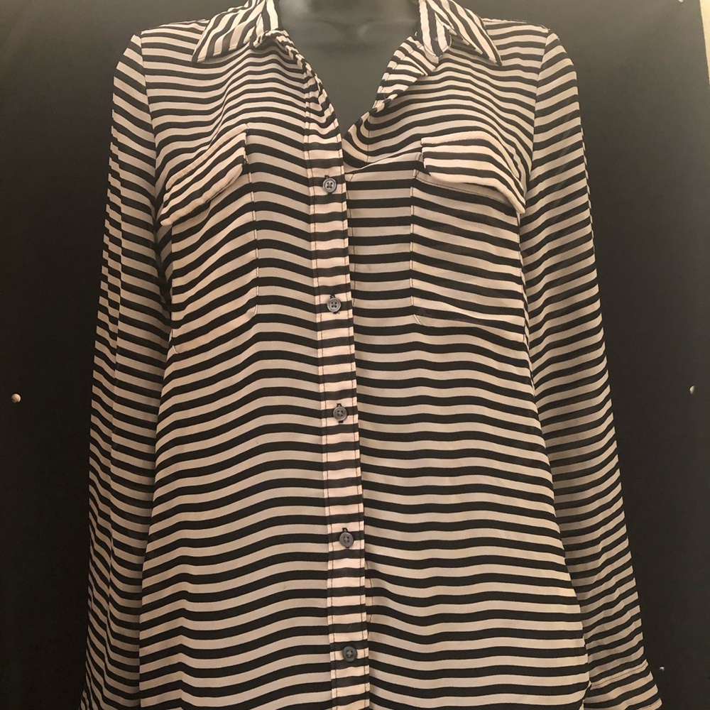 Old navy black and white striped sheet button up